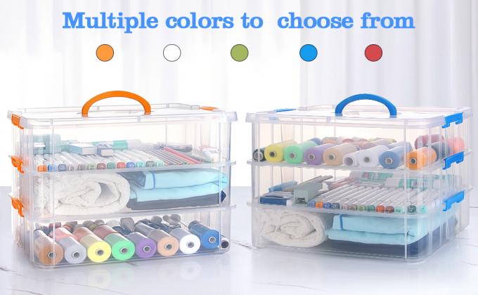 3-Tier Plastic Storage Containers With Lids, Handled Art Supply Craft Organizer Storage Box For Organizing Craft 1
