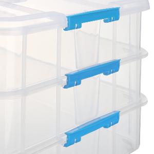 3-Tier Plastic Storage Containers With Lids, Handled Art Supply Craft Organizer Storage Box For Organizing Craft 3