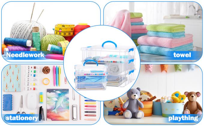3-Tier Plastic Storage Containers With Lids, Handled Art Supply Craft Organizer Storage Box For Organizing Craft 6