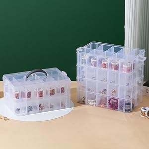 Adjustable Compartments,Stackable Storage Containers For Arts And Crafts, Toy, Threads,Fuse Beads, Washi Tapes 1