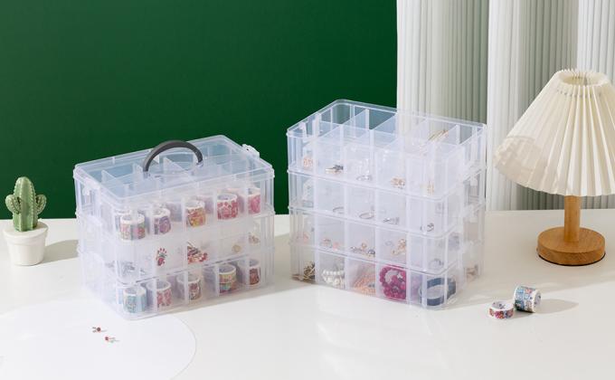 Adjustable Compartments,Stackable Storage Containers For Arts And Crafts, Toy, Threads,Fuse Beads, Washi Tapes 0