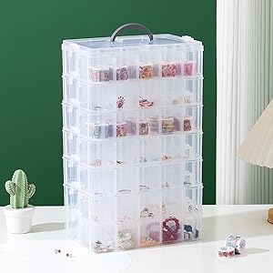 Adjustable Compartments,Stackable Storage Containers For Arts And Crafts, Toy, Threads,Fuse Beads, Washi Tapes 6
