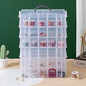 Adjustable Compartments,Stackable Storage Containers For Arts And Crafts, Toy, Threads,Fuse Beads, Washi Tapes 5