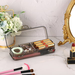 Double Deck Pencils Box Clear Plastic Stationery Box Removable Ruler Dividing Spacers Multi-Grid Home Utility Box 5