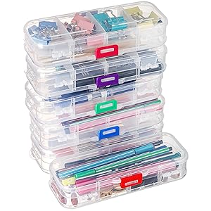 Pencils Box, Clear Stationery Box With Snap-Tight Lid, Plastic Large Capacity Pen Case Organizer Compartment 1