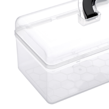 Long Plastic Pencil Box Portable Clear Home Utility Boxes With Handle Stationery Storage Organizer Painting Tool 8