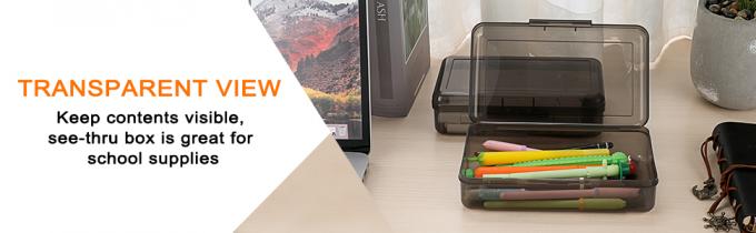 Multipurpose Utility Storage Box- Large Capacity Clear Plastic Storage Box For Pencils Stackable Pencil Box 5