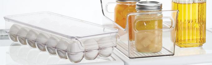 Fridge Storage Organizer Box Containers Hinged Lid For Shelves Cabinets, Holds Food, Snacks, Seasoning, Condiments 0