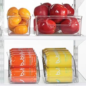 Fridge Storage Organizer Box Containers Hinged Lid For Shelves Cabinets, Holds Food, Snacks, Seasoning, Condiments 1