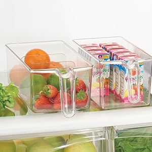 Fridge Storage Organizer Box Containers Hinged Lid For Shelves Cabinets, Holds Food, Snacks, Seasoning, Condiments 4