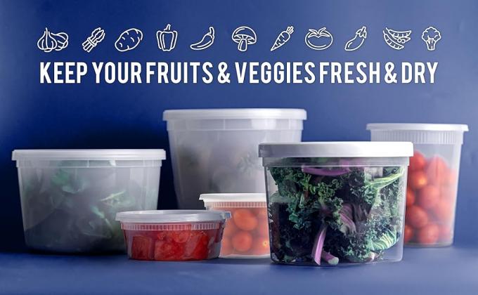 Storage Containers With Airtight Leak Proof Lids - Washable And Reusable - Recyclable BPA-Free - Microwave, Fridge 1