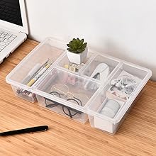 Veggie Tray With Lid 5 Compartment Food Container With Dividers Large Serving Tray Travel Snack Containers Stackable 2