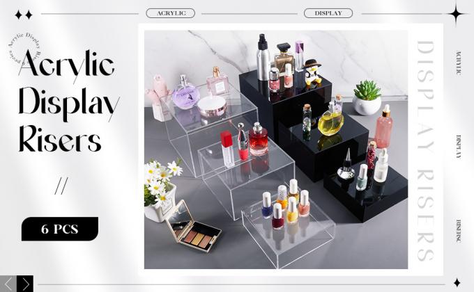 Acrylic Display Risers Acrylic Boxes Acrylic Display Nesting Cubes 5 Sided With Hollow Bottoms Display Stand Shelf 0