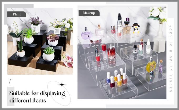 Acrylic Display Risers Acrylic Boxes Acrylic Display Nesting Cubes 5 Sided With Hollow Bottoms Display Stand Shelf 4