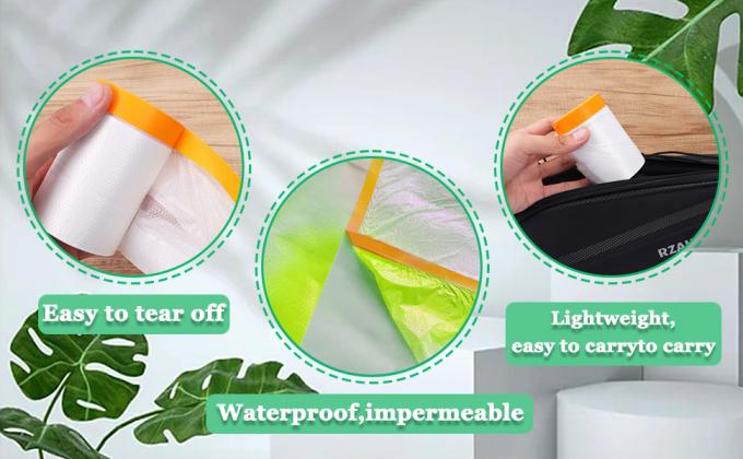 Tape And Drape, Pre-Taped Masking Film For Auto Painting Covering, 65.6 Ft/Pack Plastic Pre-Adhesived Dust Paint 0