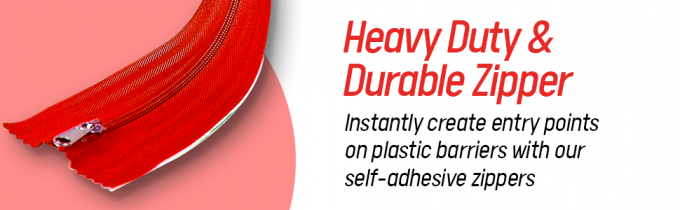 Peel And Stick Zipper - Heavy Duty - Dust Barriers, Construction, Containment Supply 7ft X 3in (2 Pack) 8