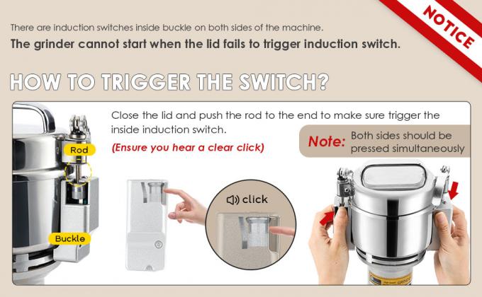 Powder Grinder 300g Electric Grain Mill Grinder Safety Upgraded Spice Grinder Pulverizer Stainless Steel Machine 6