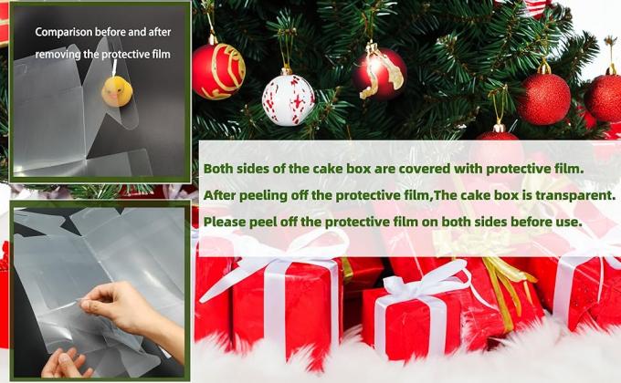 Clear Roll Cake Gable Boxes With Handle & Cake Boards, Transparent Plastic Gift Boxes，Easy Carrying Pastry Containers For Bakery Christmas Wedding, Size: 11” X 4.3” X 4” 0