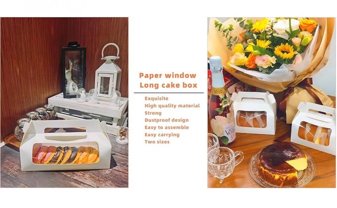Window Roll Cake Gable Boxes Bulk With Handle & Cake Boards, Homemade & Bakery White Paper Favor Containers, Easy Carrying, Gift Boxes For Christmas Wedding 0