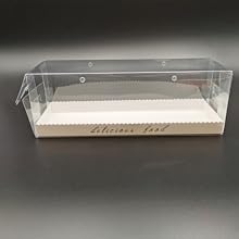 Clear Roll Cake Boxes With Gold Rope Handle & Cake Boards, Homemade & Bakery Transparent Plastic Gift Boxes，Easy Carrying, Storage Containers For Slice Cake, Christmas Rectangular Transparent Cake Box 2