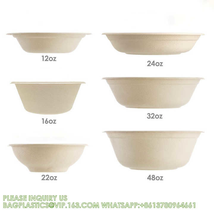 12oz 24oz 32 Oz Sugarcane Bagasse Biodegradable Disposable Compostable ...