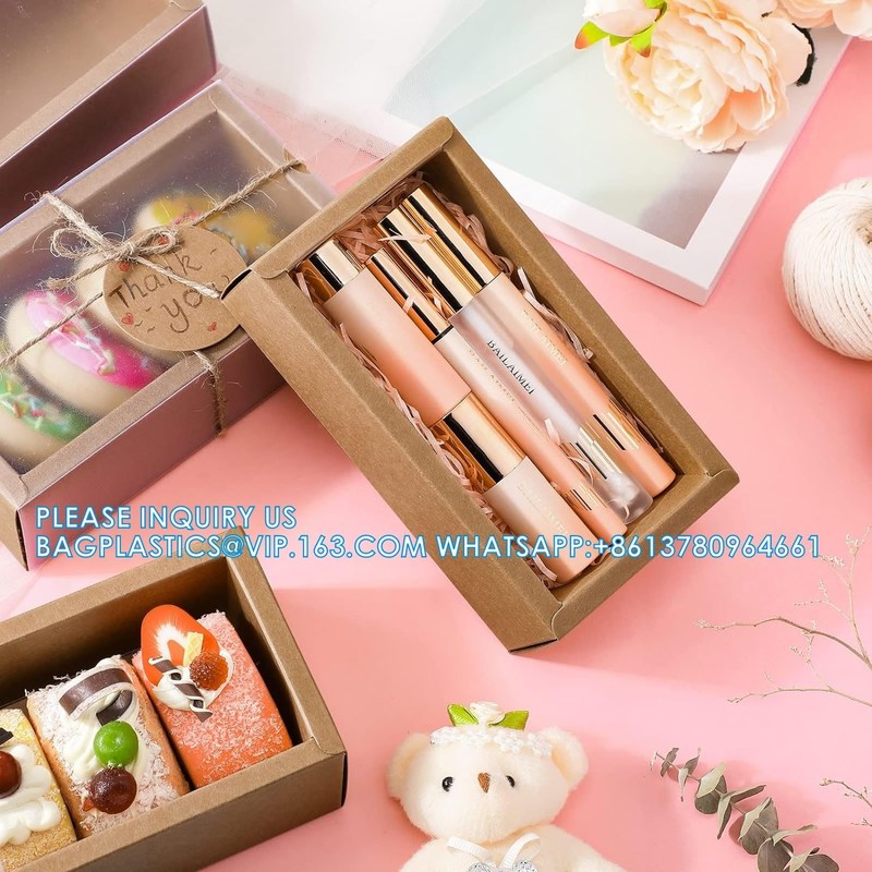 Rectangle Kraft Paper Drawer Boxes With Window Homemade Soap Boxes ...