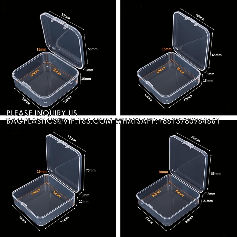Mixed Sizes Rectangular Empty Mini Clear Plastic Organizer Storage Box ...